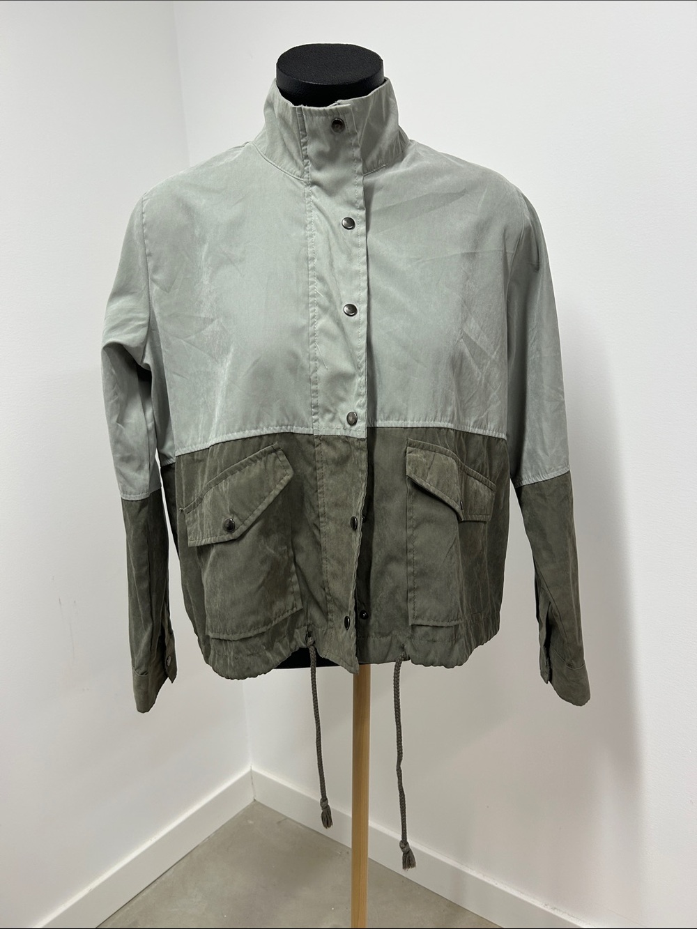 Two-Tone Sage and Olive Utility Jacket